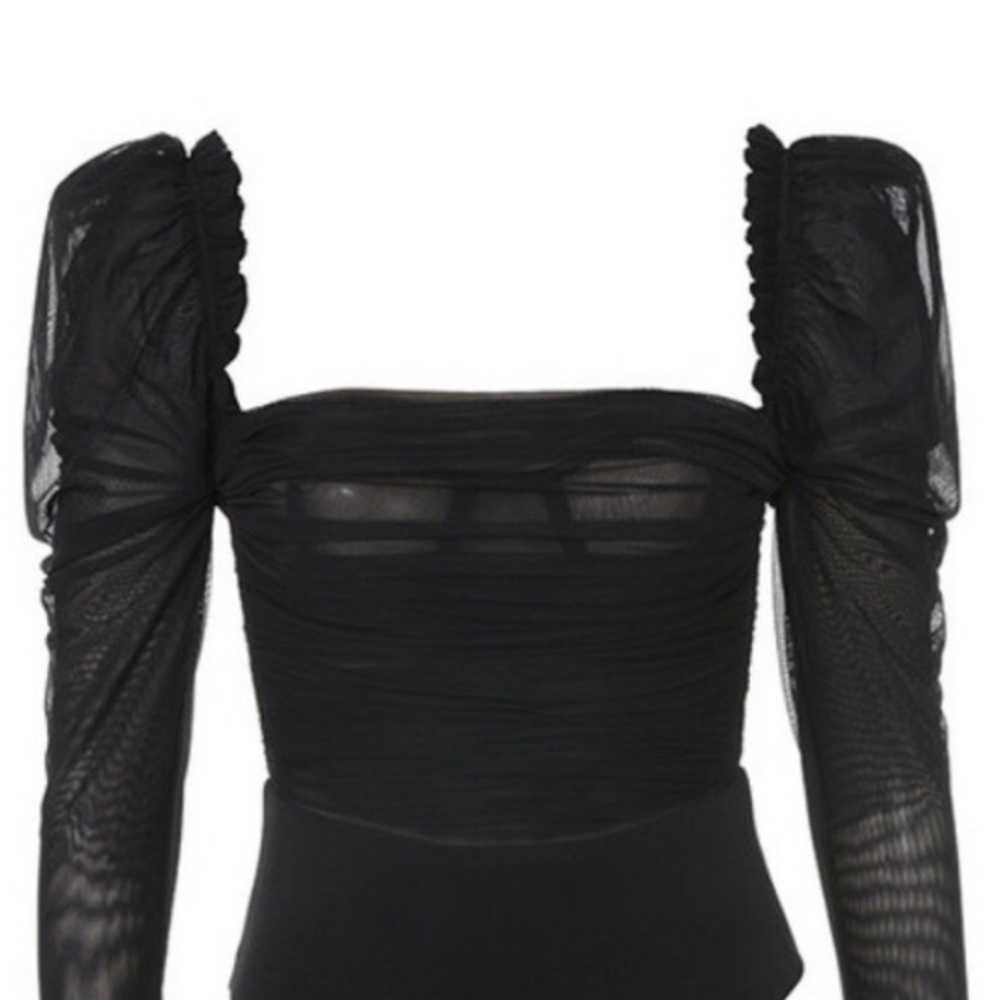 House of CB Black Emme Sheer Organza Tulle Bodysuit NWT - Picture 6 of 13